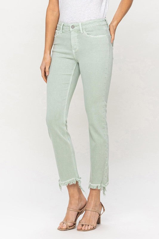 Mid Rise Crop Straight Jeans - Klazzi Fashion Boutique