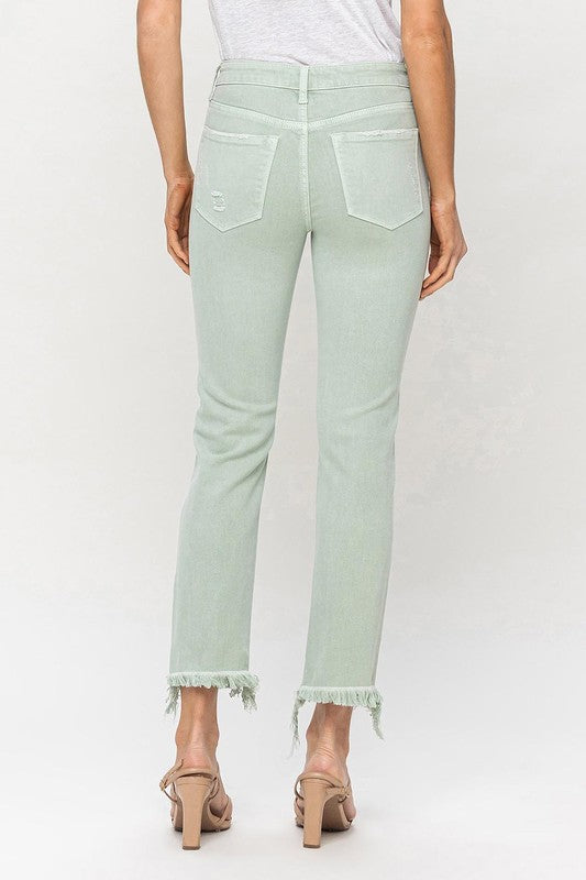 Mid Rise Crop Straight Jeans - Klazzi Fashion Boutique