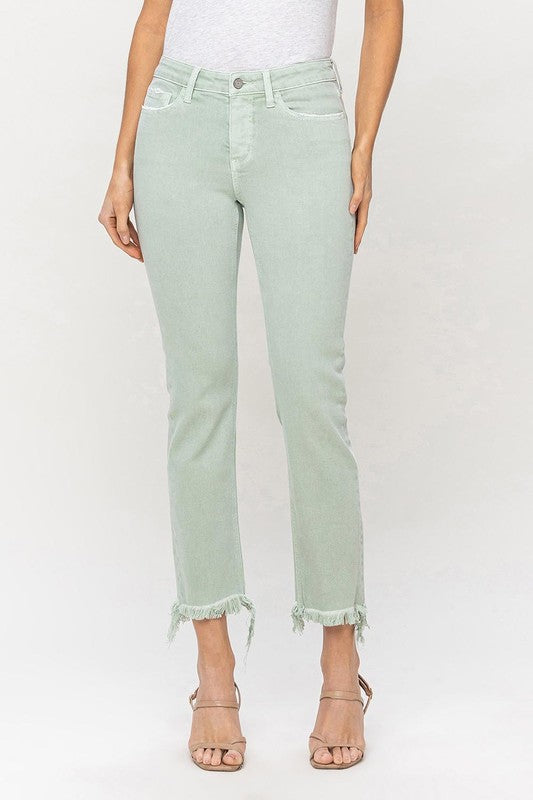 Mid Rise Crop Straight Jeans - Klazzi Fashion Boutique