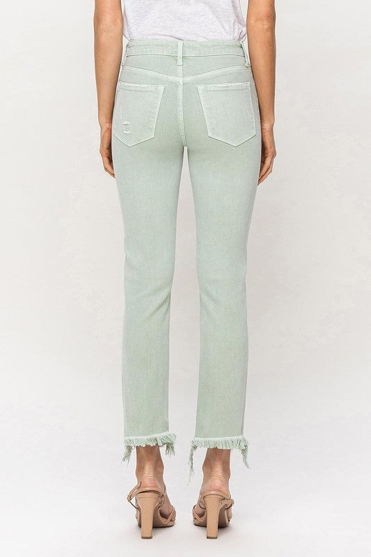 Mid Rise Crop Straight Jeans - Klazzi Fashion Boutique