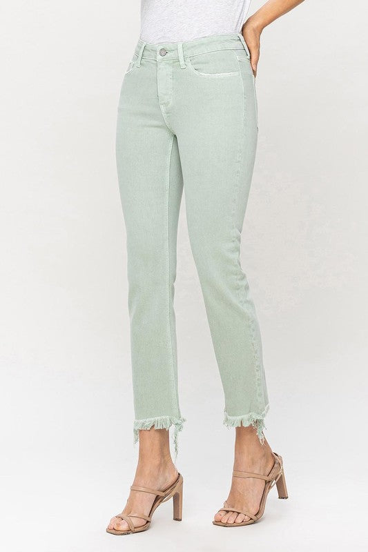 Mid Rise Crop Straight Jeans - Klazzi Fashion Boutique