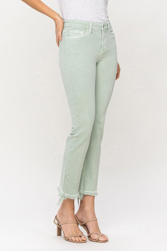 Mid Rise Crop Straight Jeans - Klazzi Fashion Boutique