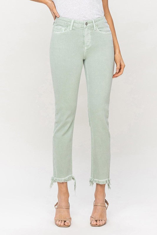 Mid Rise Crop Straight Jeans - Klazzi Fashion Boutique