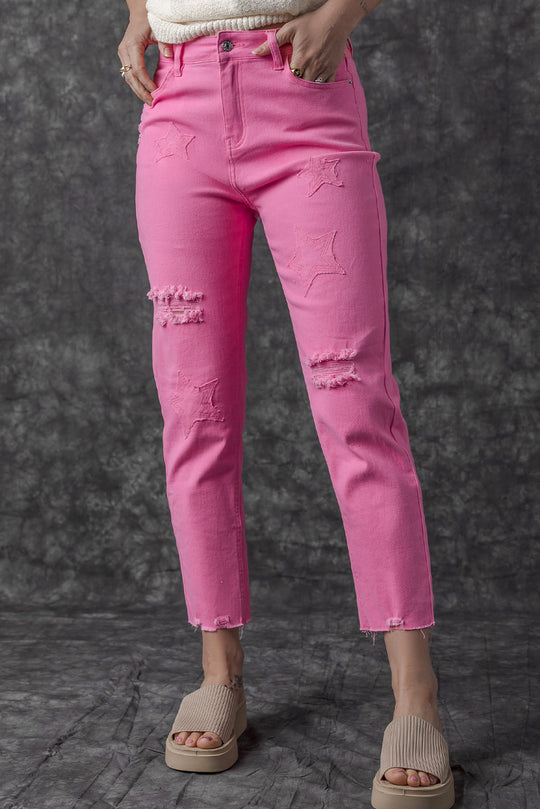 Star Pink Straight Leg Denim - Klazzi Fashion Boutique