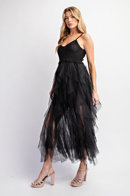 FABULOUS MIDI CROCHET TULLE DRESS