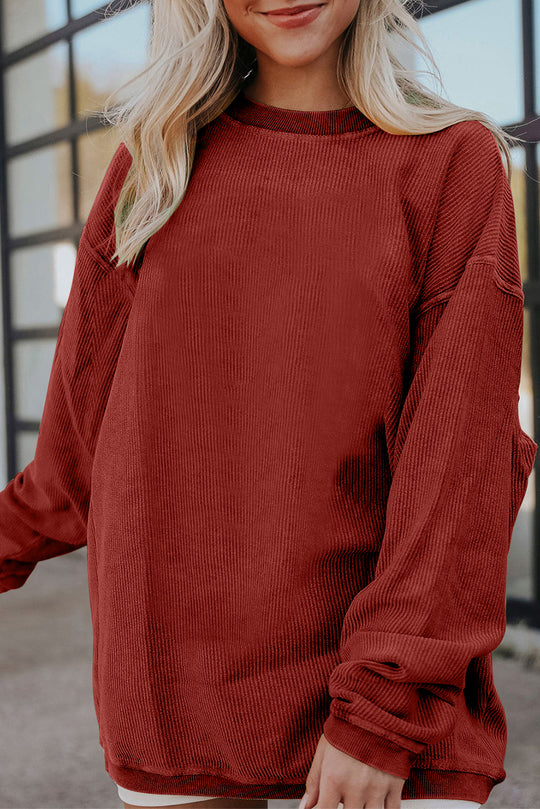 Slouchy Ribbed Corduroy Oversized Sweatshirt