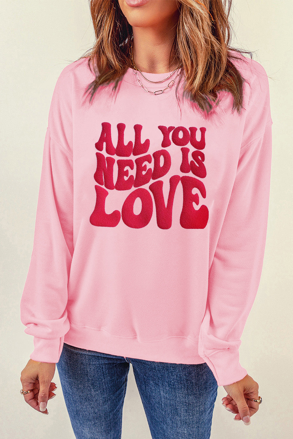 Valentine "ALL YOU NEED IS LOVE" Pink Sweatshirt