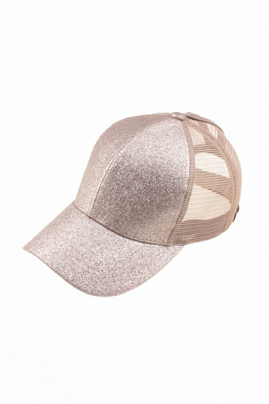 Shiny Glitter Trucker Ponytail Cap