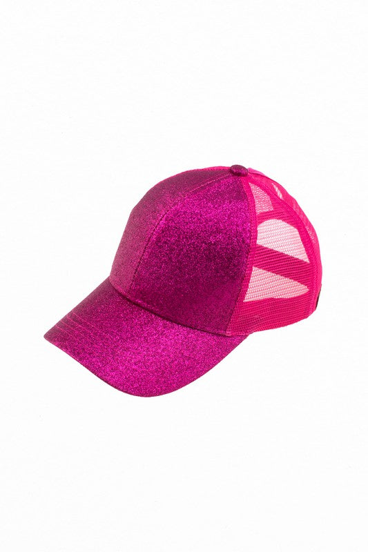 Shiny Glitter Trucker Ponytail Cap