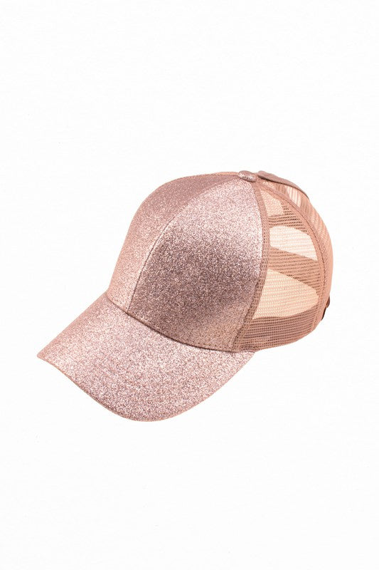 Shiny Glitter Trucker Ponytail Cap