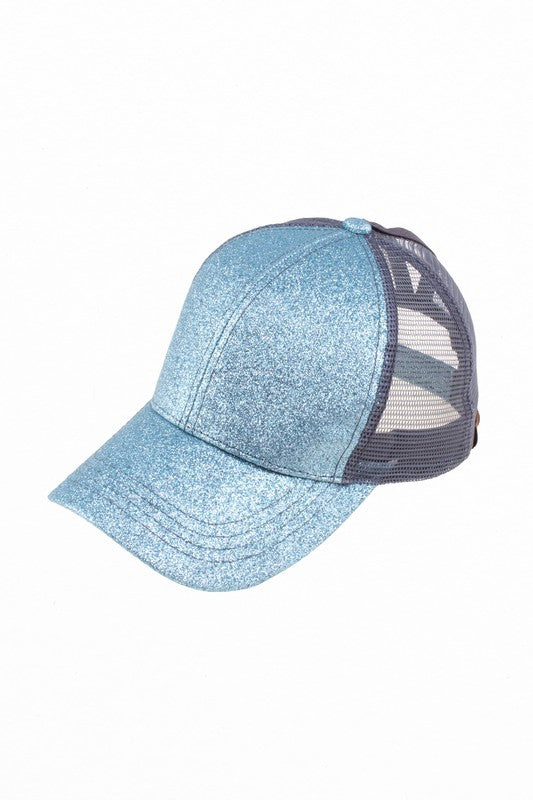 Shiny Glitter Trucker Ponytail Cap