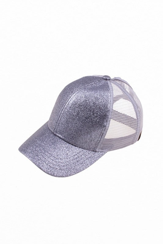 Shiny Glitter Trucker Ponytail Cap