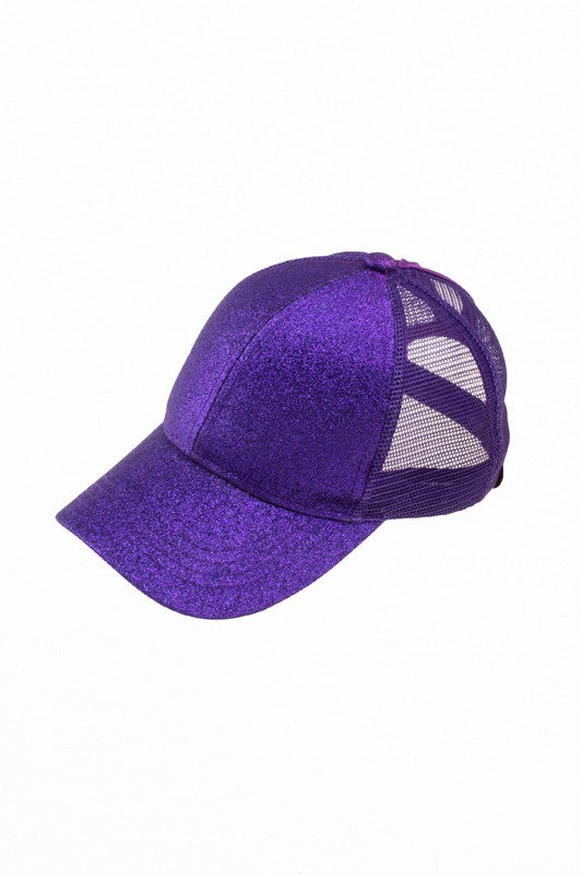 Shiny Glitter Trucker Ponytail Cap