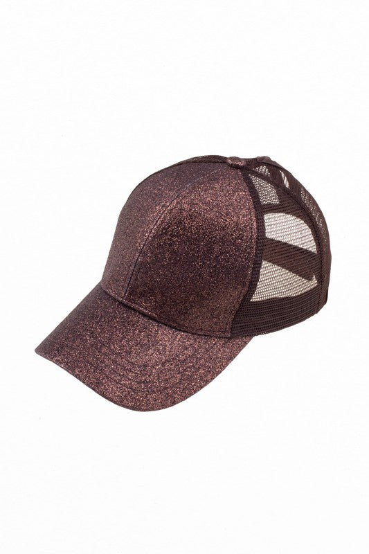 Shiny Glitter Trucker Ponytail Cap