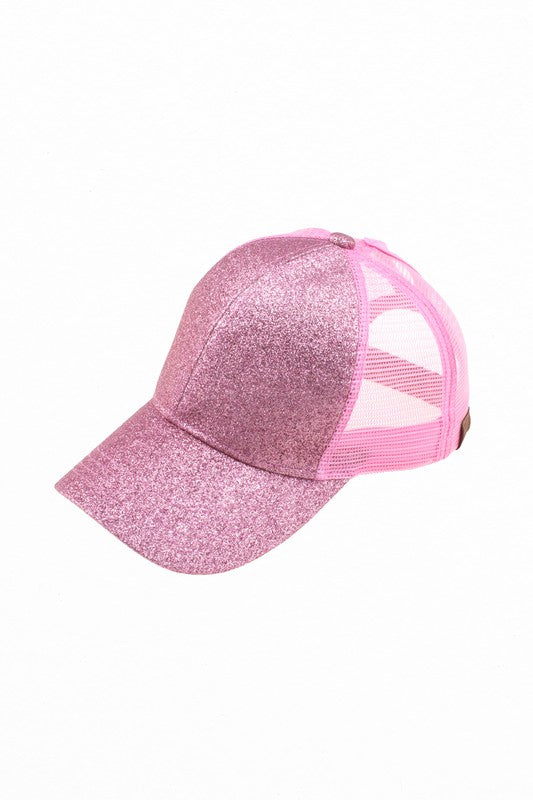 Shiny Glitter Trucker Ponytail Cap