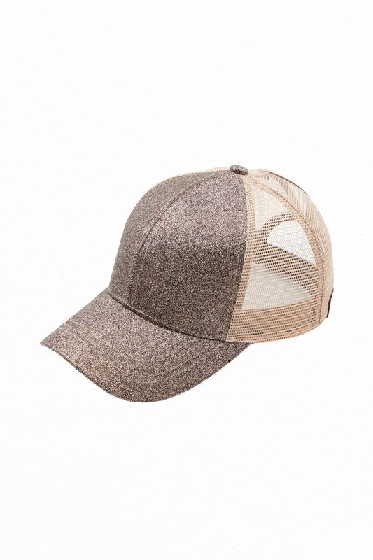 Shiny Glitter Trucker Ponytail Cap