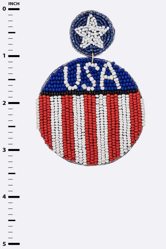 USA Flag Beaded Iconic Earrings