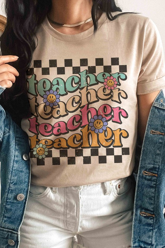 RETRO CHECKER TEACHER GRAPHIC TEE