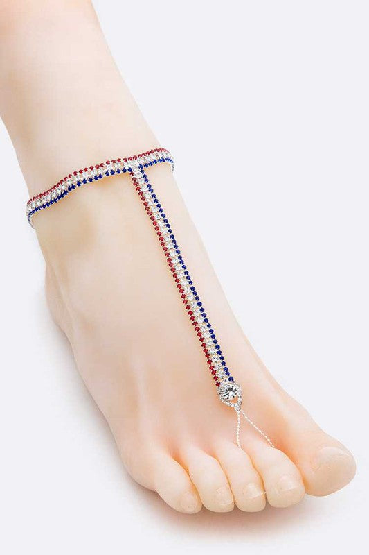 America Rhinestone Anklet