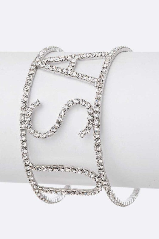 USA Cuff Rhinestone Open Bracelet