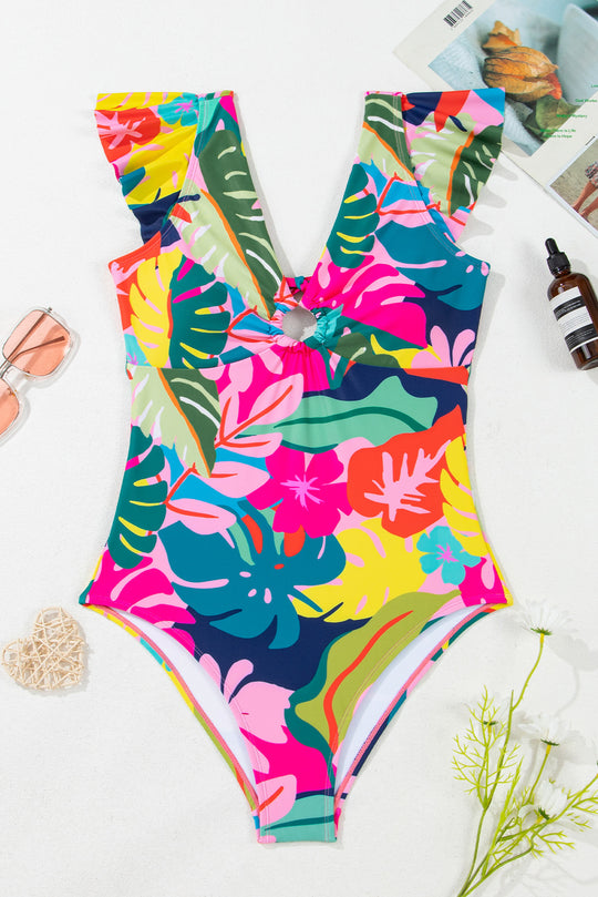  Tropical Backless One-Piece Swimsuit