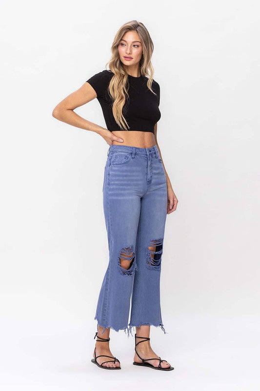 90"s Vintage Crop Flare Jeans - Klazzi Fashion Boutique