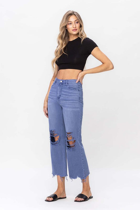 90"s Vintage Purple Crop Flare Jeans