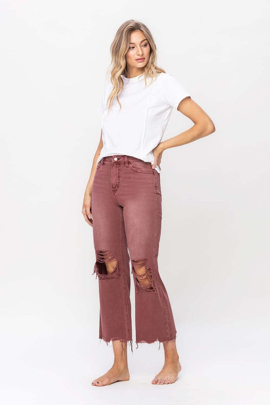 90's Vintage RUST BROWN High Rise Flare Denim - Klazzi Fashion Boutique