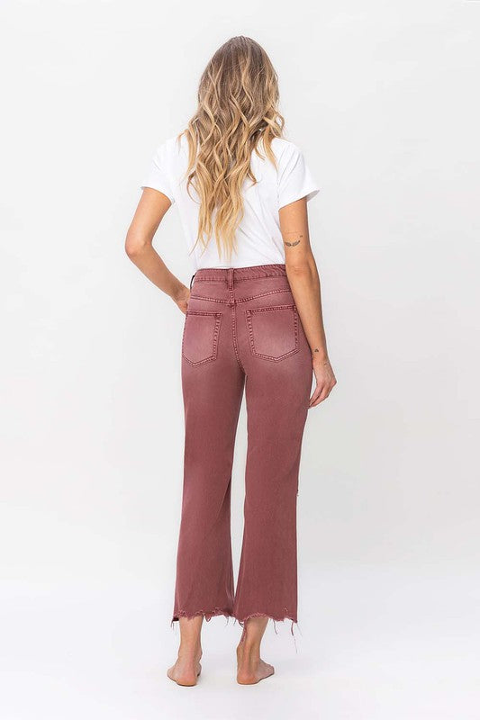 90's Vintage RUST BROWN High Rise Flare Denim