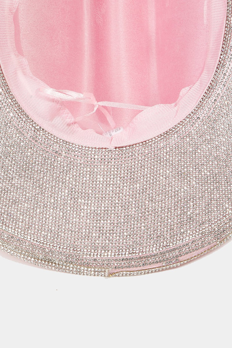 Pink Fame Rhinestone Suede Cowboy Hat