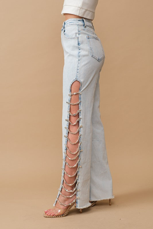 Jewel Side Cut Stretch Denim