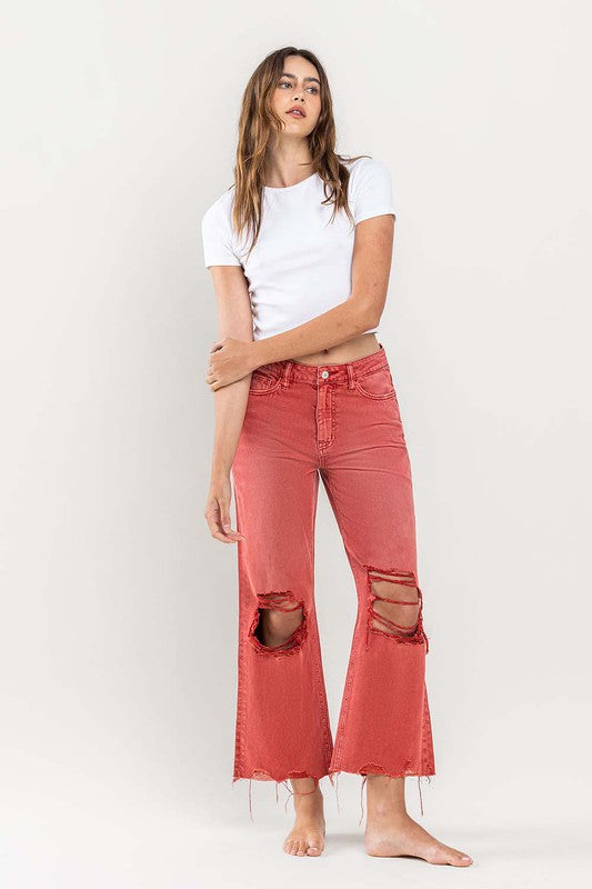 90s Vintage Destroyed Crop Flare Denim