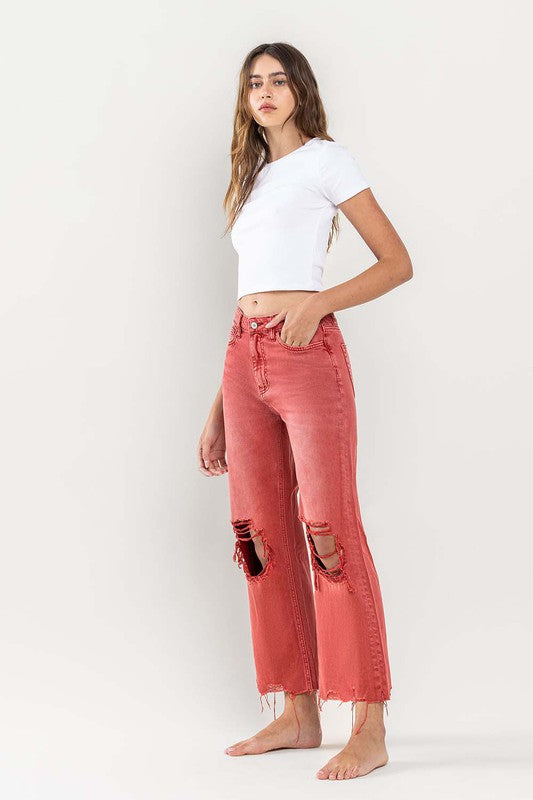 90s Vintage Destroyed Crop Flare Denim