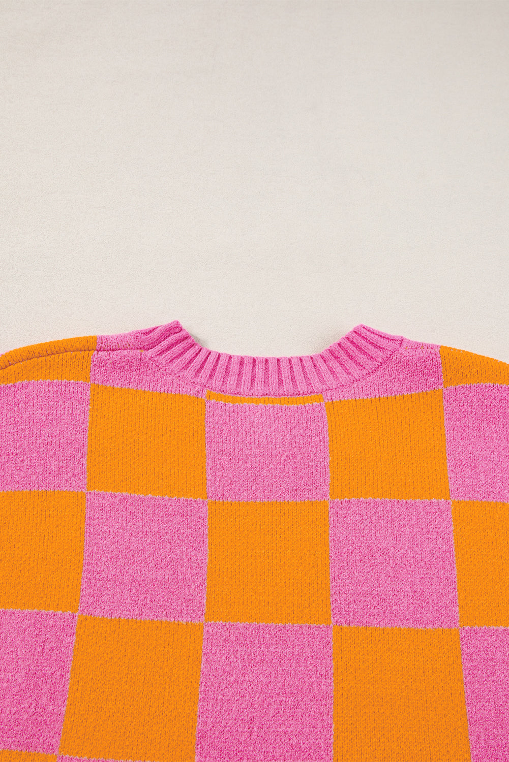 Pink and Orange Checkered Sweater Tank Top