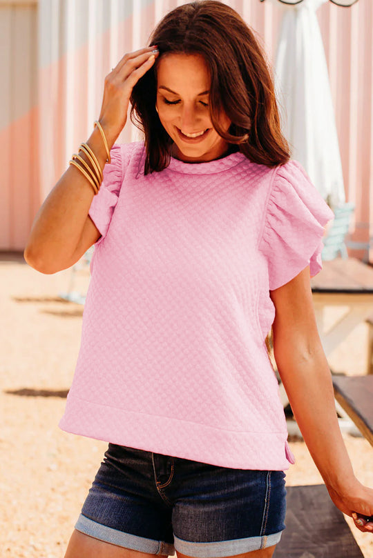 Ruffled Pink Short Sleeve Top