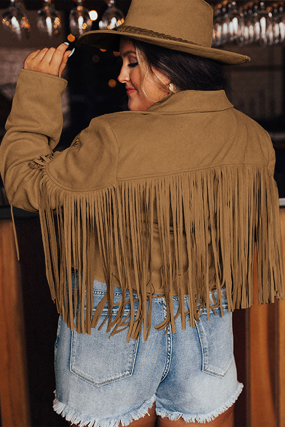 Plus Size Fringe Cropped Jacket