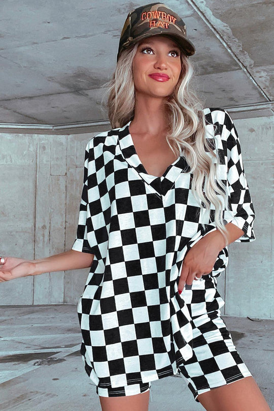 Checker Two-Piece Short Lounge Set