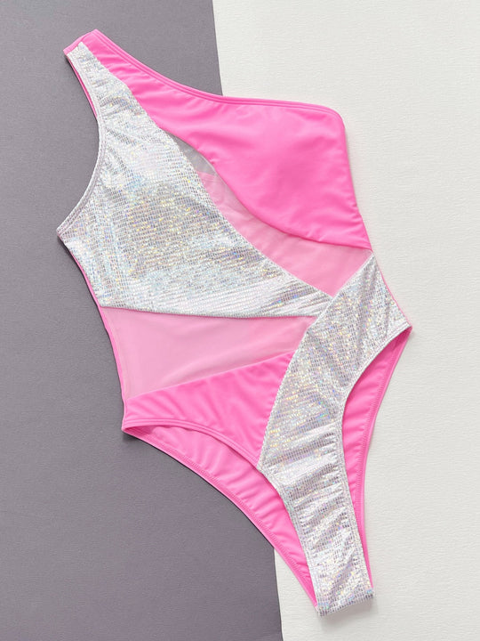 Glitter Queen Panel One-Piece Swimsuit