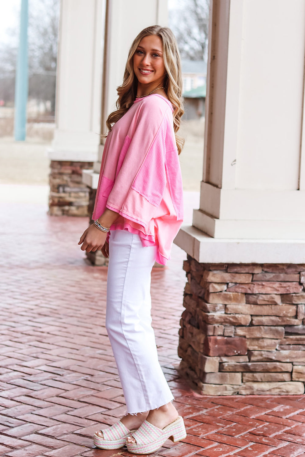 Alison Pink Patchwork Loose Top