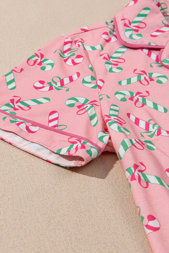 Sweet Christmas Candy Cane Pajama Short Set