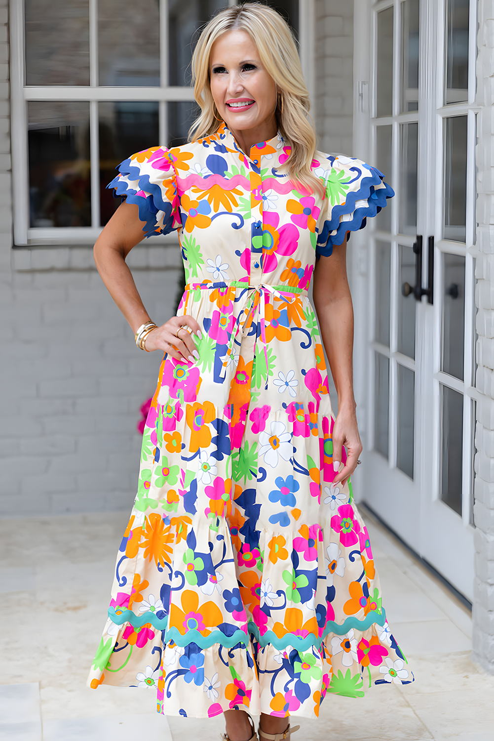 Floral Bright Flower Maxi Dress