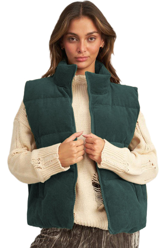  Corduroy Zip Puffer Vest