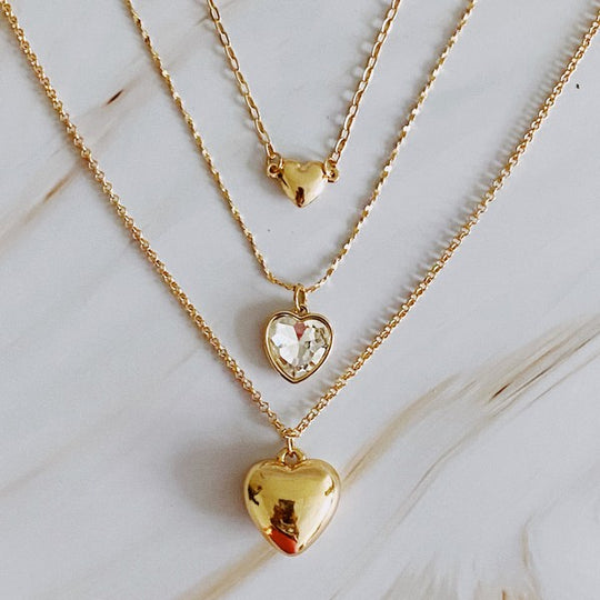 Triple Heart Pendant Necklace