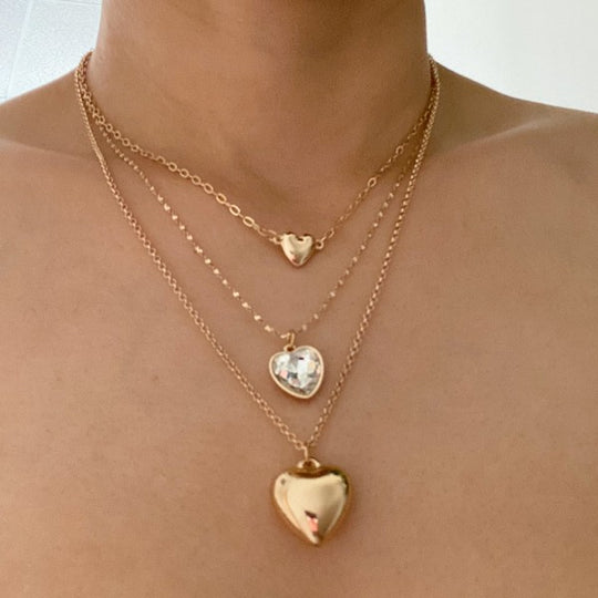 Triple Heart Pendant Necklace