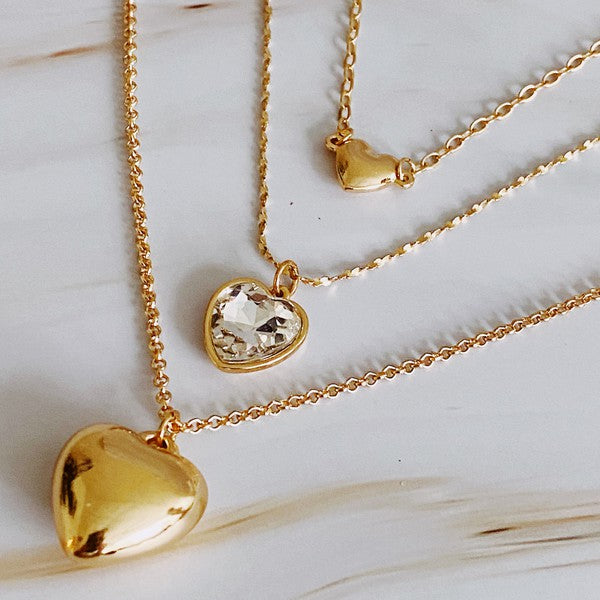 Triple Heart Pendant Necklace