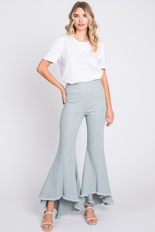  Pintuck Stretch Pleated Denim Jeans