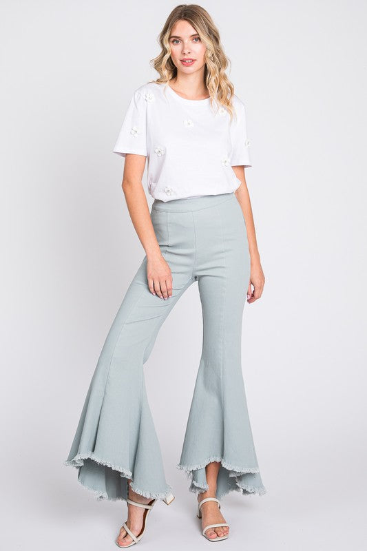  Pintuck Stretch Pleated Denim Jeans