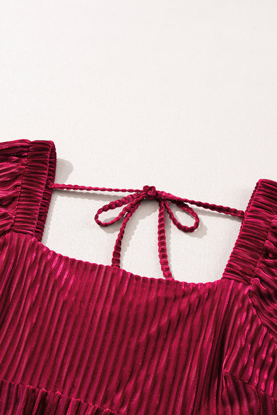 Red Velvet Tie Back Dress