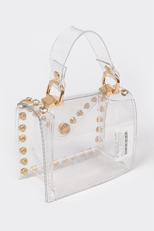 Mini Rhinestone Studded Clear Stadium Bag