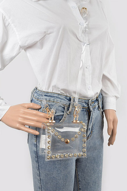 Mini Rhinestone Studded Clear Stadium Bag